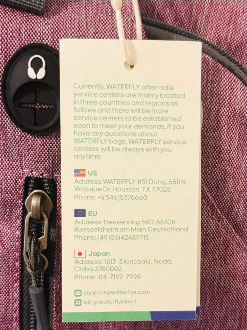 New WATERFLY Purple Crossbody Backpack Sling Bag Travel Hiking Chest Bag Daypack